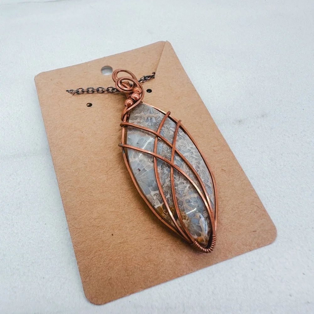 Fossil coral wire wrapped necklace